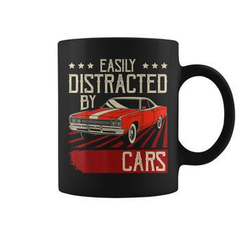 Easily Distracted By Cars Funny Classic Muscle Car Guy Coffee Mug - Thegiftio UK