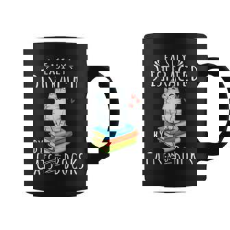 Easily Distracted By Cats And Books - Funny Cat & Book Lover Coffee Mug - Thegiftio