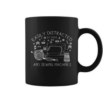Easily Distracted By Dogs And Sewing Machines Craft Graphic Design Printed Casual Daily Basic Coffee Mug - Thegiftio