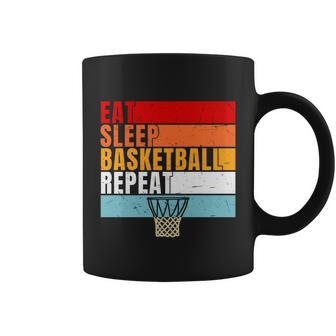 Eat Sleep Basketball Repeat Vintage Basketball Player Basketball Hoop Coffee Mug - Monsterry CA