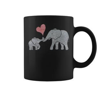 Elephant Hugs Gray Mom And Baby With Red Heart Coffee Mug - Thegiftio UK