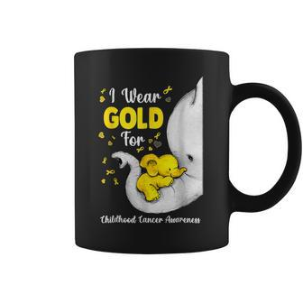 Elephant I Wear Gold Ribbon For Childhood Cancer Awareness Coffee Mug - Thegiftio UK