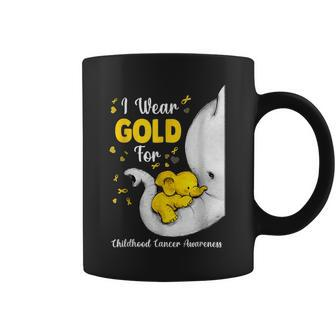 Elephant I Wear Gold Ribbon For Childhood Cancer Awareness V2 Coffee Mug - Thegiftio UK