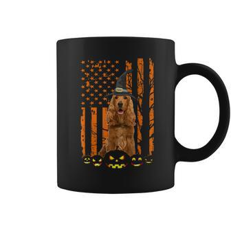 English Cocker Spaniel Dog Pumpkin American Flag Halloween Coffee Mug - Thegiftio UK