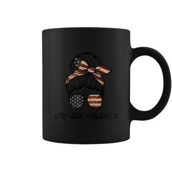 Enough Stop Gun Violence Messy Bun Us Flag Coffee Mug - Monsterry
