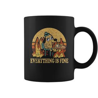 Everything Is Fine Dog Drinking Coffee Burning Meme Coffee Mug - Thegiftio UK