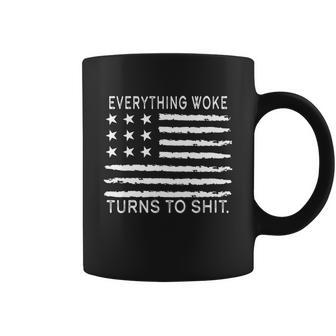 Everything Woke Turns To Shit American Flag Coffee Mug - Monsterry