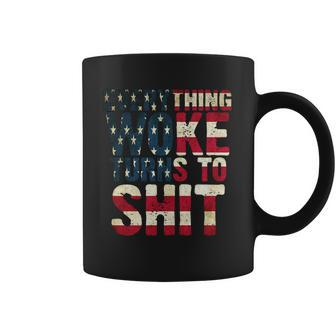 Everything Woke Turns To Shit Usa Flag Tshirt Coffee Mug - Monsterry UK
