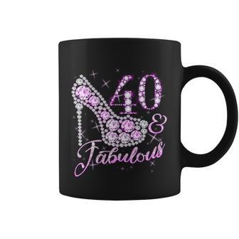 Fabulous & 40 Sparkly Shiny Heel 40Th Birthday Tshirt Coffee Mug - Monsterry DE