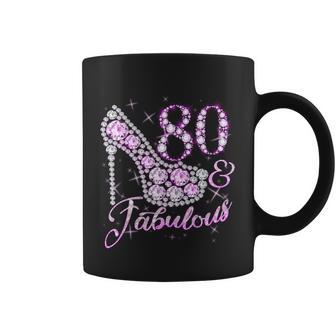 Fabulous & 80 Sparkly Shiny Heel 80Th Birthday Tshirt Coffee Mug - Monsterry UK