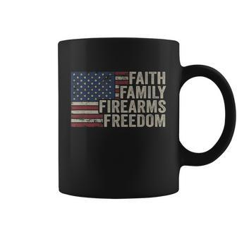 Faith Family Firearms & Freedom American Flag Pro God Guns Coffee Mug - Monsterry