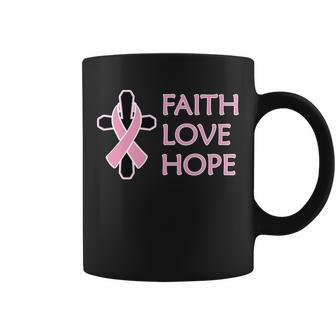 Faith Love Hope Breast Cancer Ribbon Cross Coffee Mug - Monsterry