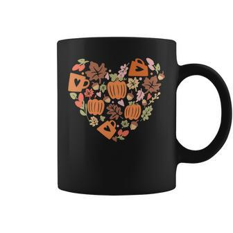 Fall Retro Season Flowers Heart Things Coffee Mug - Seseable
