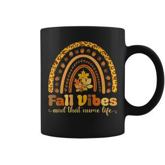 Fall Vibes And That Nurse Life Autumn Boho Rainbow Coffee Mug - Thegiftio UK