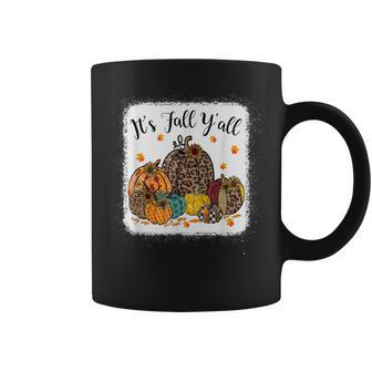 Fall Vibes Its Fall Yall Leopard Pumpkin Autumn Leaves  Coffee Mug