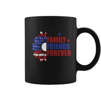 Family Friends Forever Sunflower American Flag 4Th Of July Coffee Mug - Monsterry