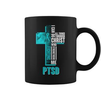 Fighting Ptsd Awareness Cross Coffee Mug - Monsterry