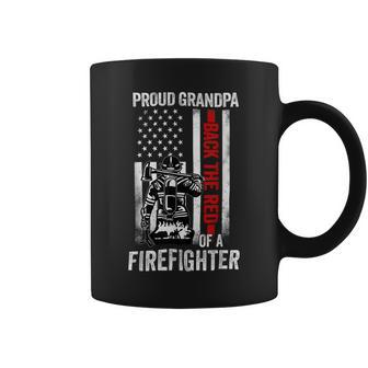 Firefighter Proud Grandpa Of A Firefighter Back The Red American Flag Coffee Mug - Seseable