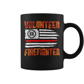 Firefighter Red Line Flag Fireman Wife Girlfriend Volunteer Firefighter Coffee Mug - Seseable