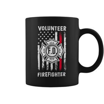 Firefighter Red Line Flag Fireman Wife Mom Volunteer Firefighter Coffee Mug - Seseable