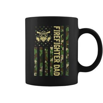 Firefighter Retro Camouflage Usa Flag Firefighter Dad Fathers Day Coffee Mug - Seseable