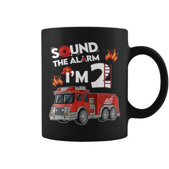 Firefighter Sound The Alarm Im 2 Little Firefighter 2Nd Birthday Coffee Mug - Seseable