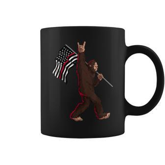 Firefighter Thin Red Line Firefighter Flag Bigfoot Rock And Roll Coffee Mug - Seseable