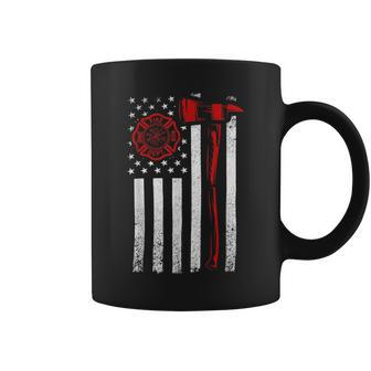 Firefighter Thin Red Line T Firefighter American Flag Axe V2 Coffee Mug - Seseable