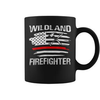 Firefighter Thin Red Line Wildland Firefighter American Flag Axe Fire V2 Coffee Mug - Seseable