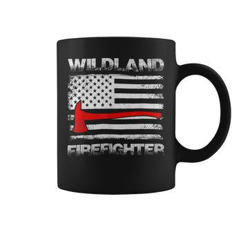 Firefighter Thin Red Line Wildland Firefighter American Flag Axe Fire_ V2 Coffee Mug - Seseable