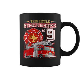 Firefighter This Little Firefighter Is 9 Years Old 9Th Birthday Kid Boy Coffee Mug - Seseable
