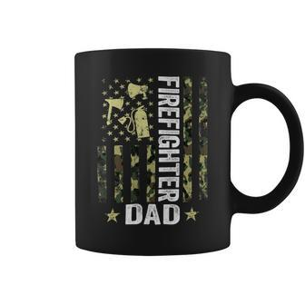 Firefighter Usa Flag Camouflage Firefighter Dad Patriotic Fathers Day_ Coffee Mug - Seseable