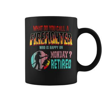 Firefighter Vintage Happy Retired Firefighter Funny Retirement Family Coffee Mug - Seseable