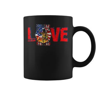 Firefighter Vintage Love Proud American Flag Firefighter 4Th Of July Coffee Mug - Seseable