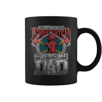 Firefighter Vintage My Favorite Firefighter Calls Me Dad Fathers Day V2 Coffee Mug - Seseable