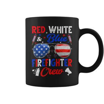 Firefighter Vintage Red White Blue Firefighter American Flag V2 Coffee Mug - Seseable