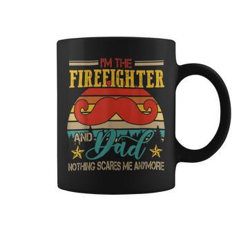 Firefighter Vintage Retro Im The Firefighter And Dad Funny Dad Mustache Coffee Mug | Seseable UK