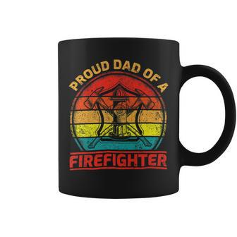 Firefighter Vintage Retro Proud Dad Of A Firefighter Fireman Fathers Day V2 Coffee Mug - Seseable