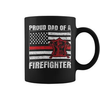 Firefighter Vintage Usa Flag Proud Dad Of A Firefighter Fathers Day Coffee Mug - Seseable