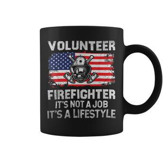 Firefighter Volunteer Firefighter Lifestyle Fireman Usa Flag Coffee Mug - Seseable