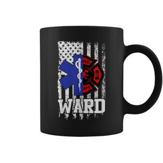 Firefighter Ward Personalized Firefighter Ems Emt American Flag Coffee Mug - Seseable