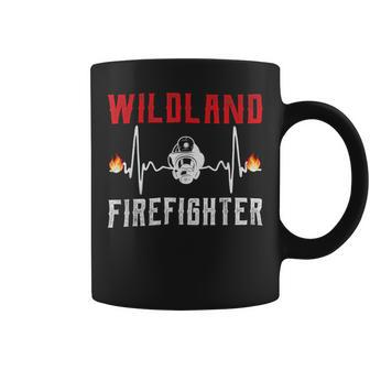 Firefighter Wildland Firefighter Fire Rescue Department Heartbeat Line Coffee Mug - Seseable