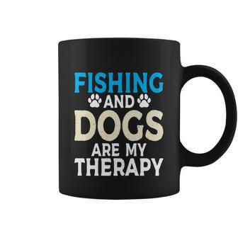 Fishing And Dogs Are My Therapy Angling Hunting Fishing Graphic Design Printed Casual Daily Basic Coffee Mug - Thegiftio UK