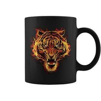 Flaming Tiger Fire T-Shirt Graphic Design Printed Casual Daily Basic Coffee Mug - Thegiftio UK