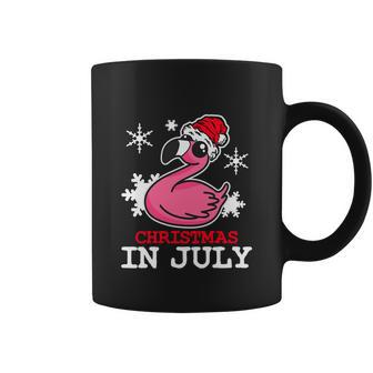 Flamingo Funny Christmas In July Santa Hat Coffee Mug - Monsterry