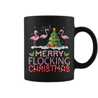 Flamingo Noel Hats Dancing On Snow Merry Flocking Christmas Coffee Mug - Thegiftio UK