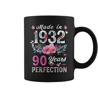 Floral 90Th Birthday For Women Floral Best Of 1932 Coffee Mug - Thegiftio UK