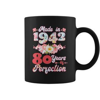 Flower Floral Made In 1942 80 Years Of Perfection 80Th Birthday Coffee Mug - Monsterry