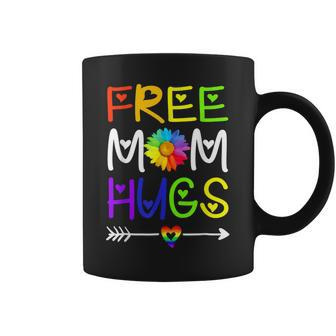 Free Mom Hugs Daisy Rainbow Heart Lgbt Pride Month Coffee Mug - Thegiftio UK