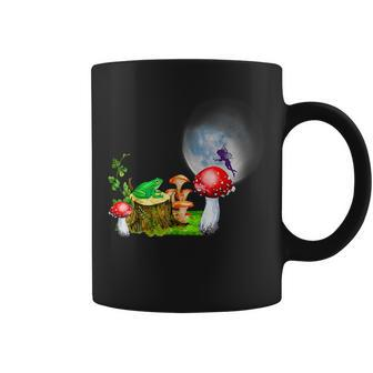 Frog And Fairy Moon Toadstool Mushroom Cottagecore Aesthetic Coffee Mug - Thegiftio UK
